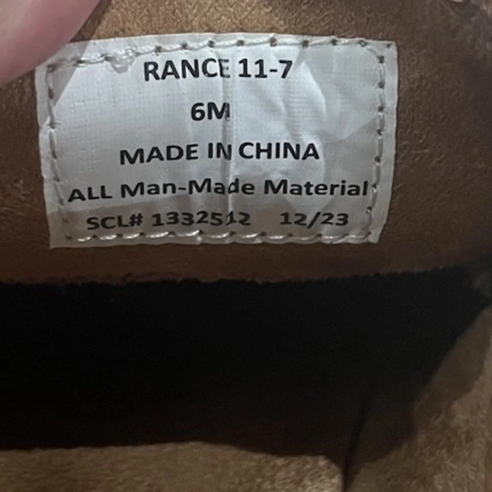 Freeman Rance Lace Up Dark Tan Brown Cognac Faux Leather Dress Shoes Boys 6 M